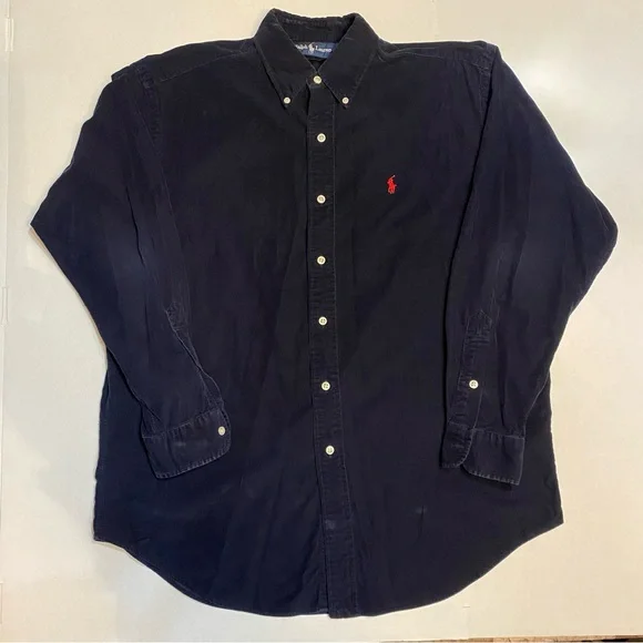 Ralph Lauren Blake Navy Corduroy Button Down – Mens Medium – 100% Cotton - Picture 2 of 7